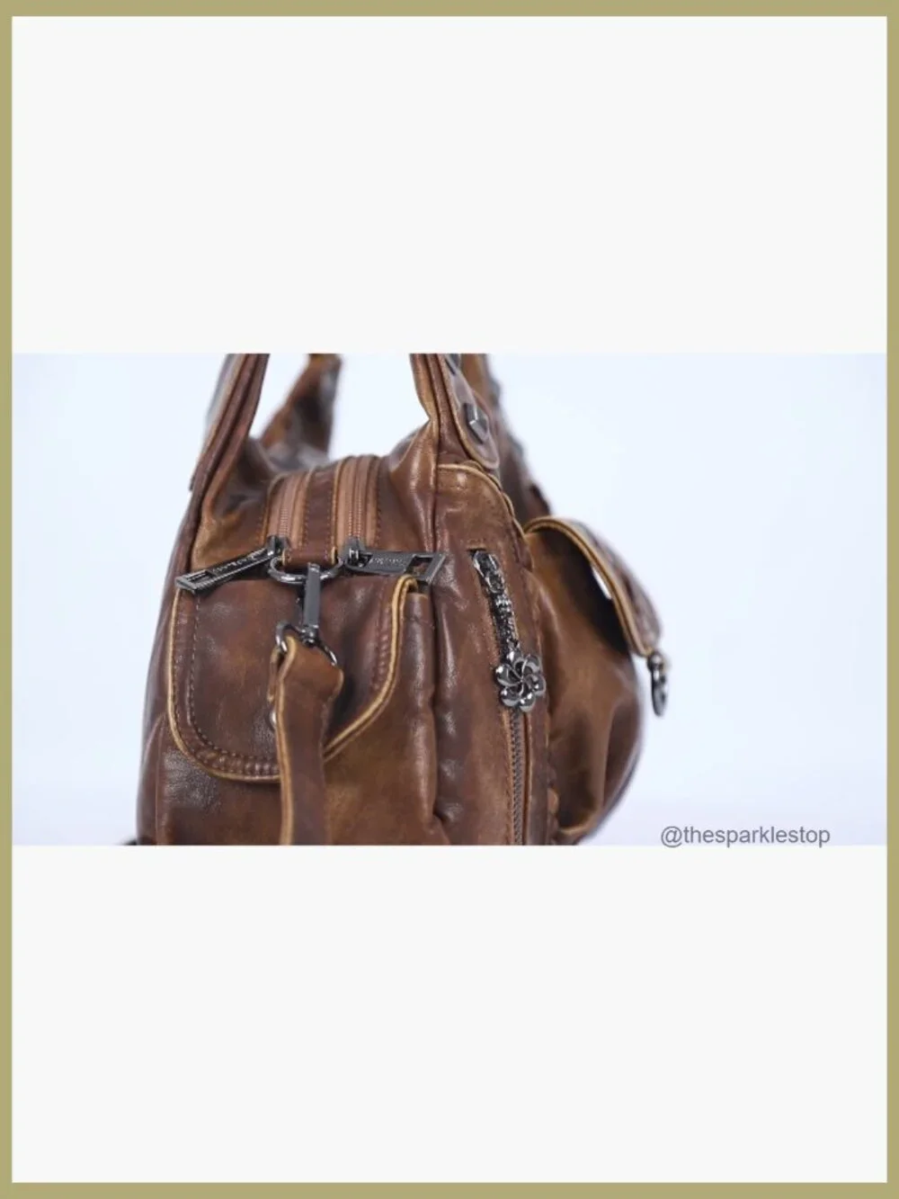 Vegan Leather Hobo Shoulder Bag with Multi Pockets Crossbody Tote